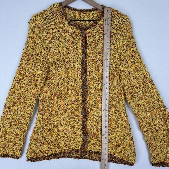 Unbranded Chunky‎ Sweater Womens Medium* Yellow Knit Cardigan Boho Hippie Artsy - Picture 16 of 16